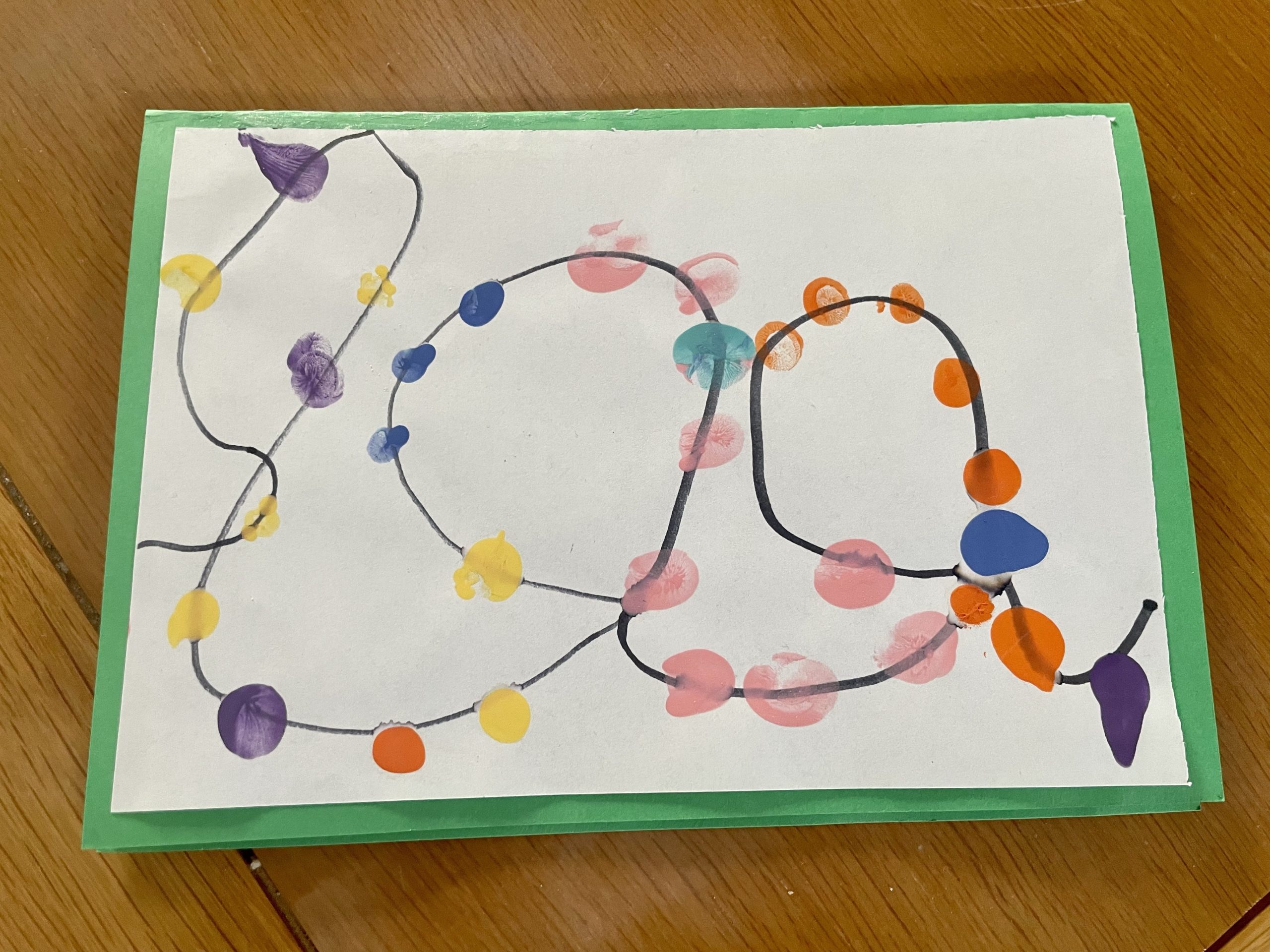 fingerprint christmas lights craft for toddlers