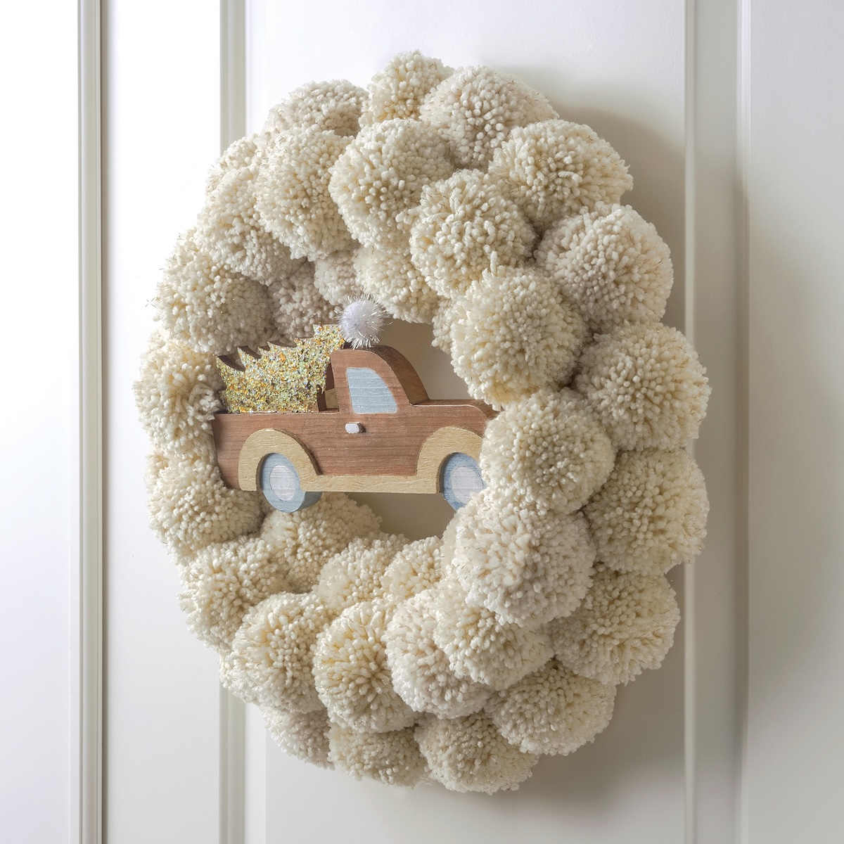 Christmas pom pom wreath