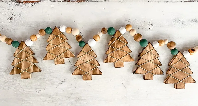 DIY Wood Burned Christmas Tree Garland