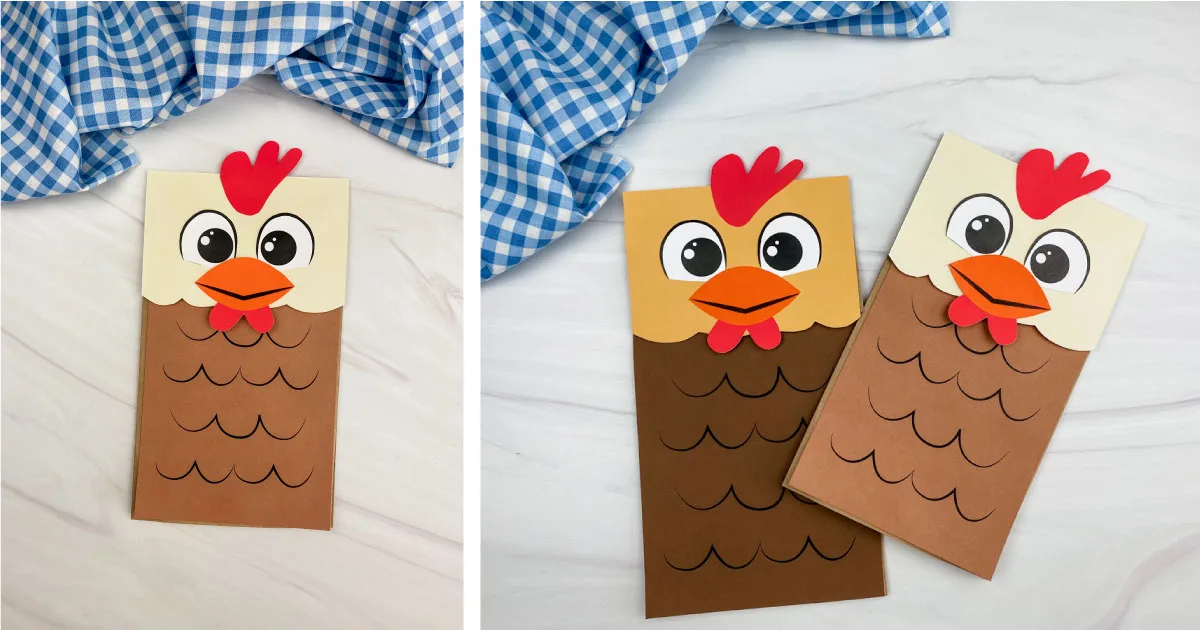 paper bag chicken craft for kids