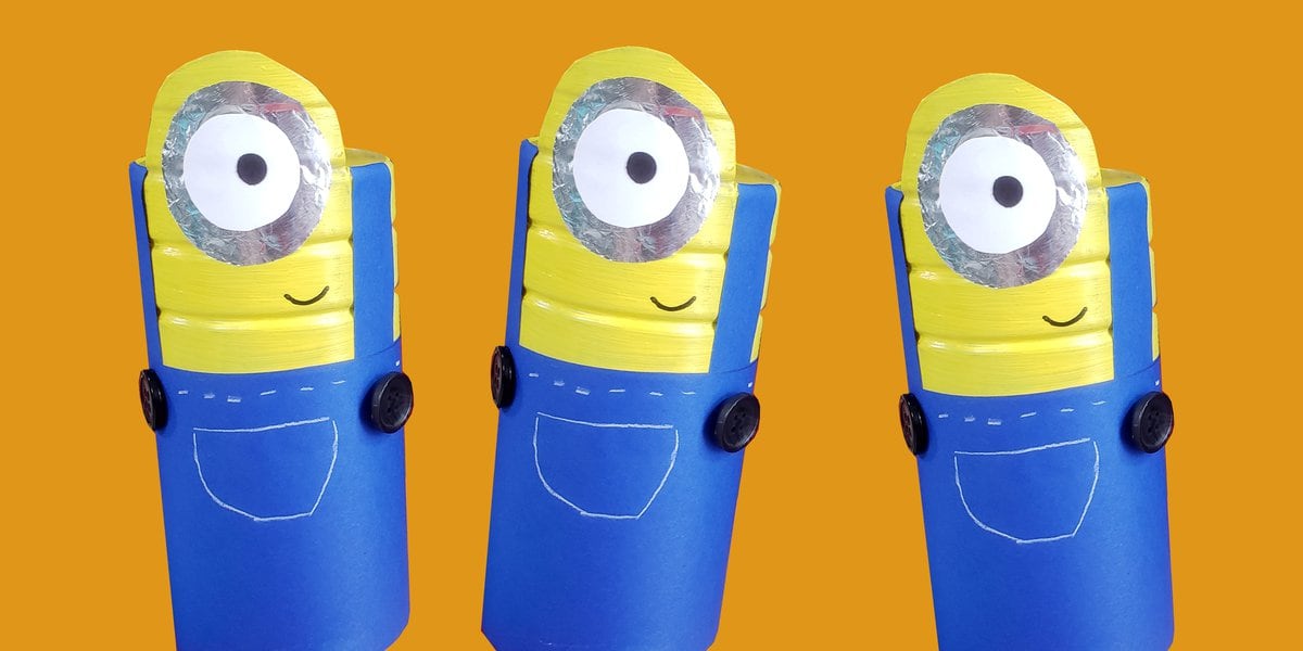 Plastic bottle minion pencil holders