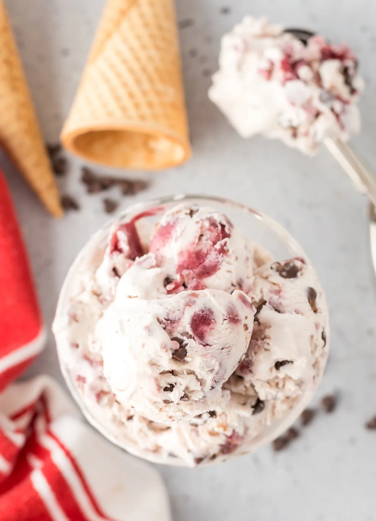 cherry ice cream with chocolate