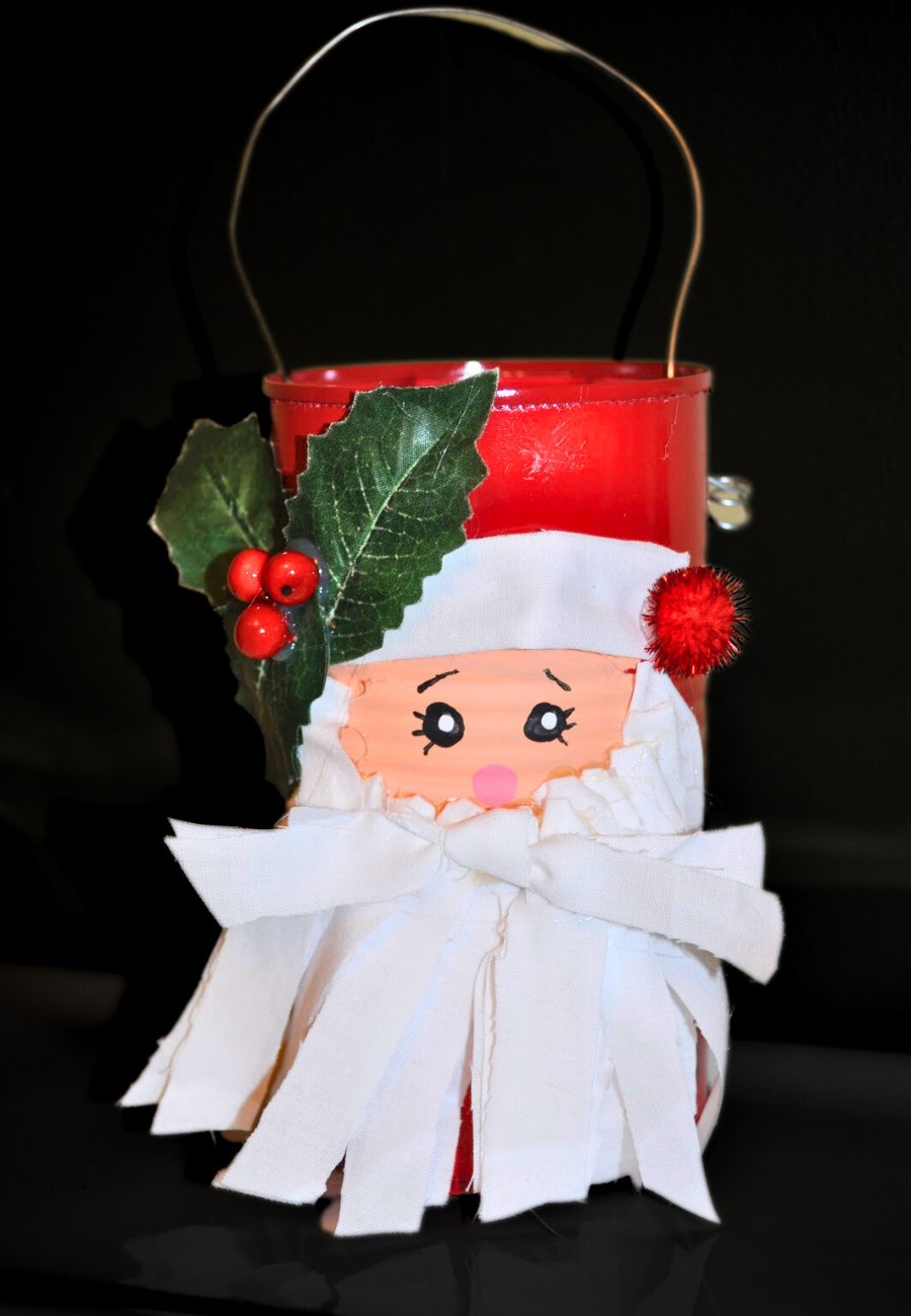 santa craft for kids with tin can