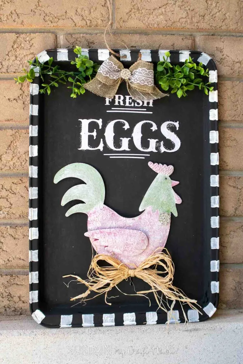 upcycled cookie sheet farmhouse sign