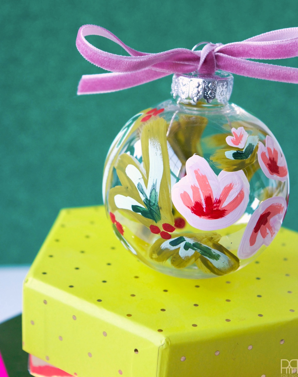 Pretty Florals painted glass ornaments