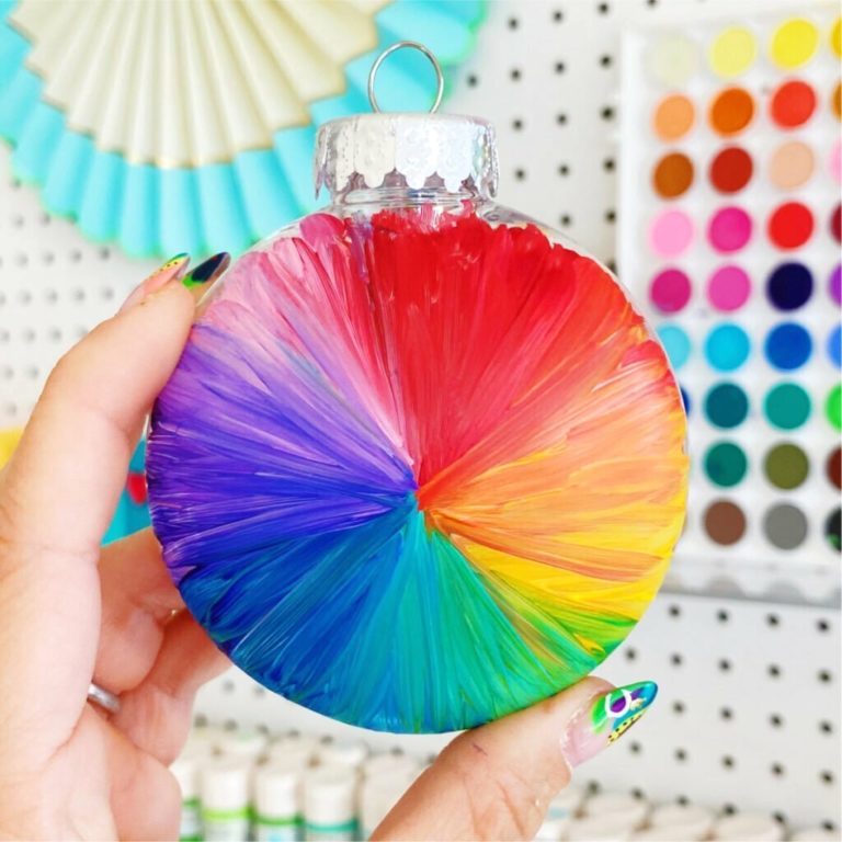 hand painted rainbow ornament