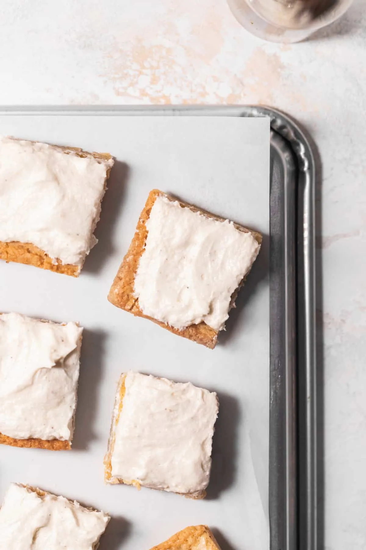 frosted vanilla brownies aka frosted blondies