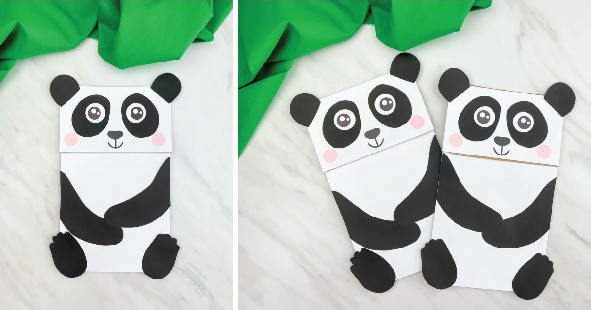 Panda Paper Bag Puppet Craft [With FREE Template]