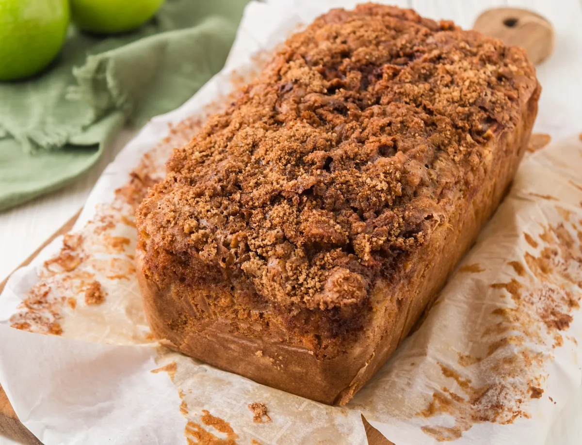 Cooling apple and cinnamon bread on the counter