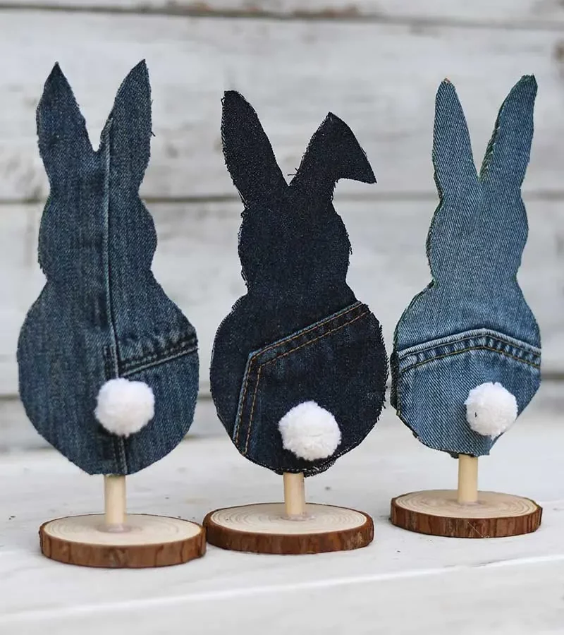 DIY Denim Bunny Decoration From Jeans Scraps