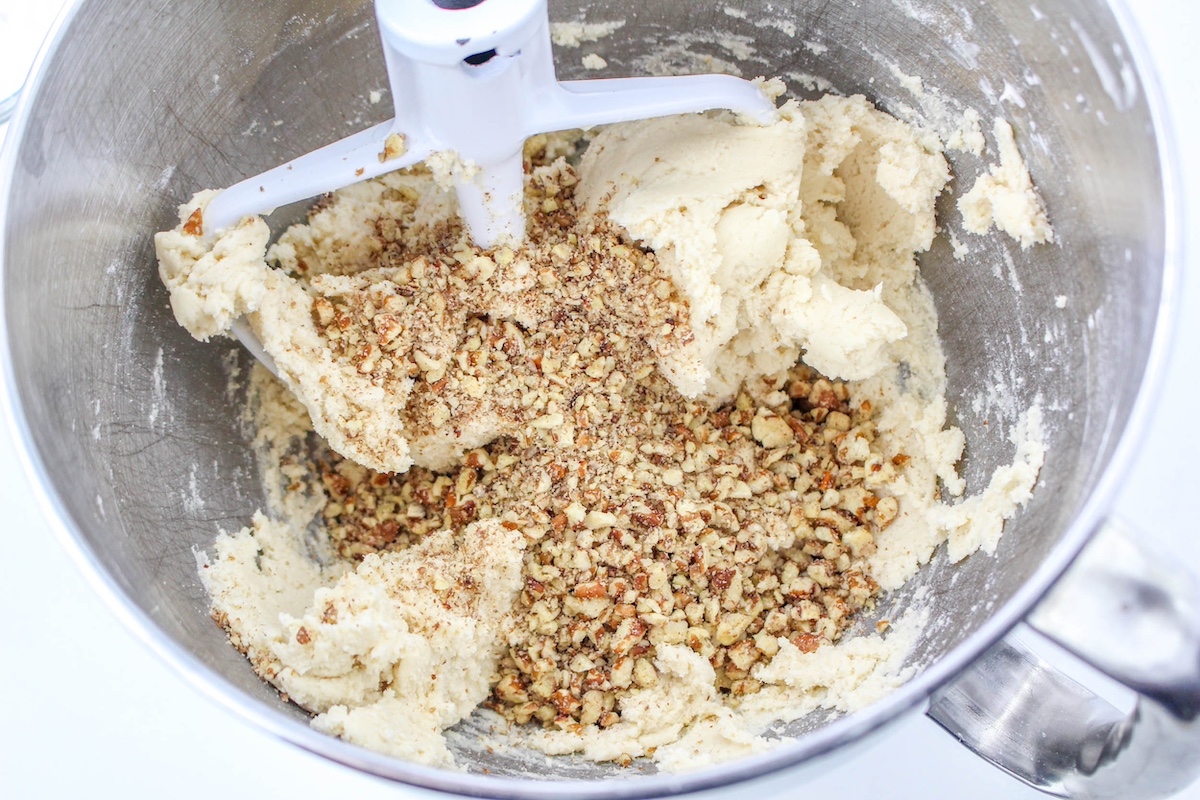 Gently fold in the pecans to the batter