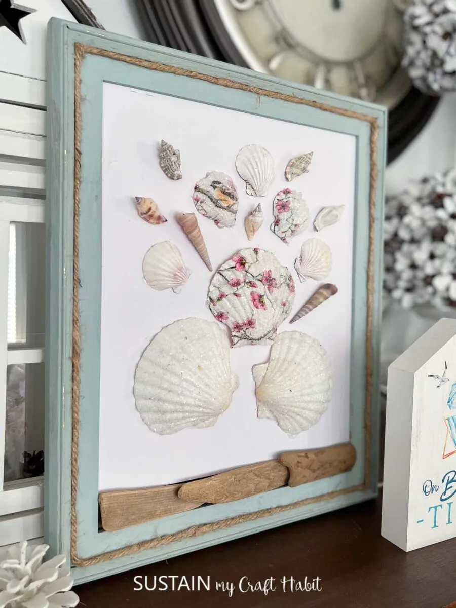 Lovely Decoupage Seashells using Paper Napkins