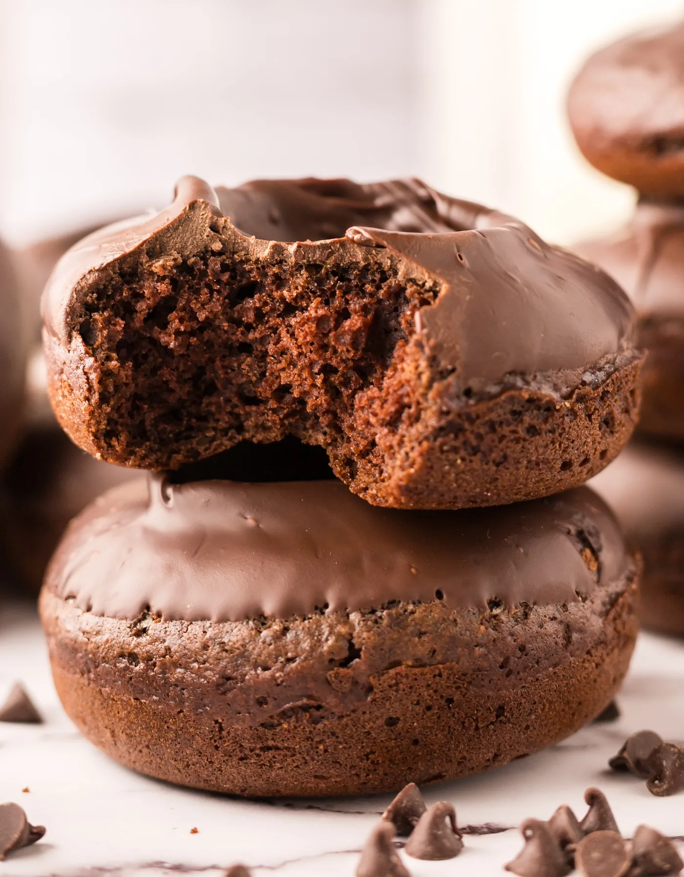 baked chocolate glazed donuts