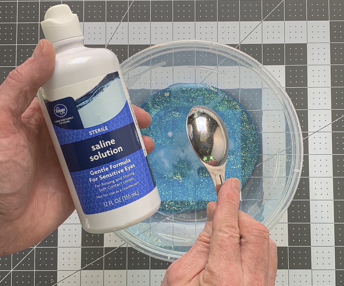 Adding contact lens solution to the mixture