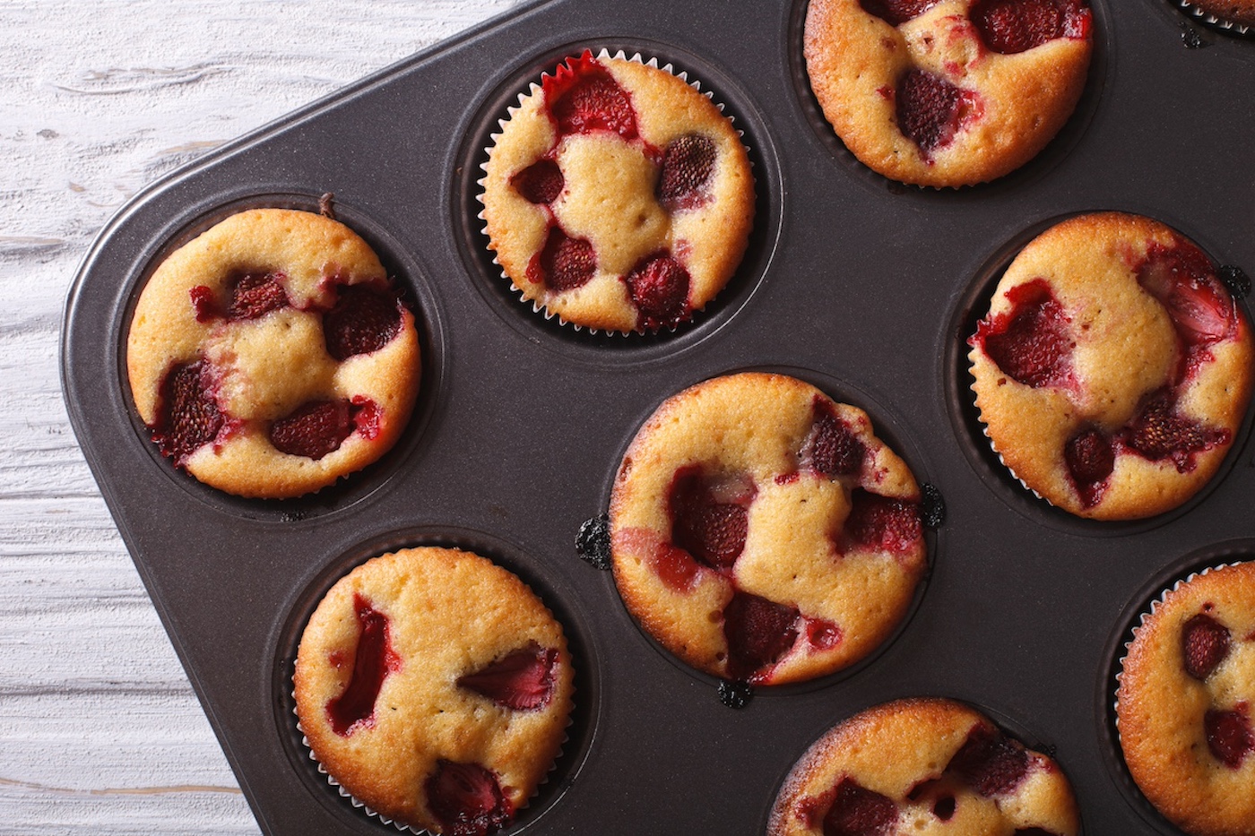 Baked muffins in a muffin tin