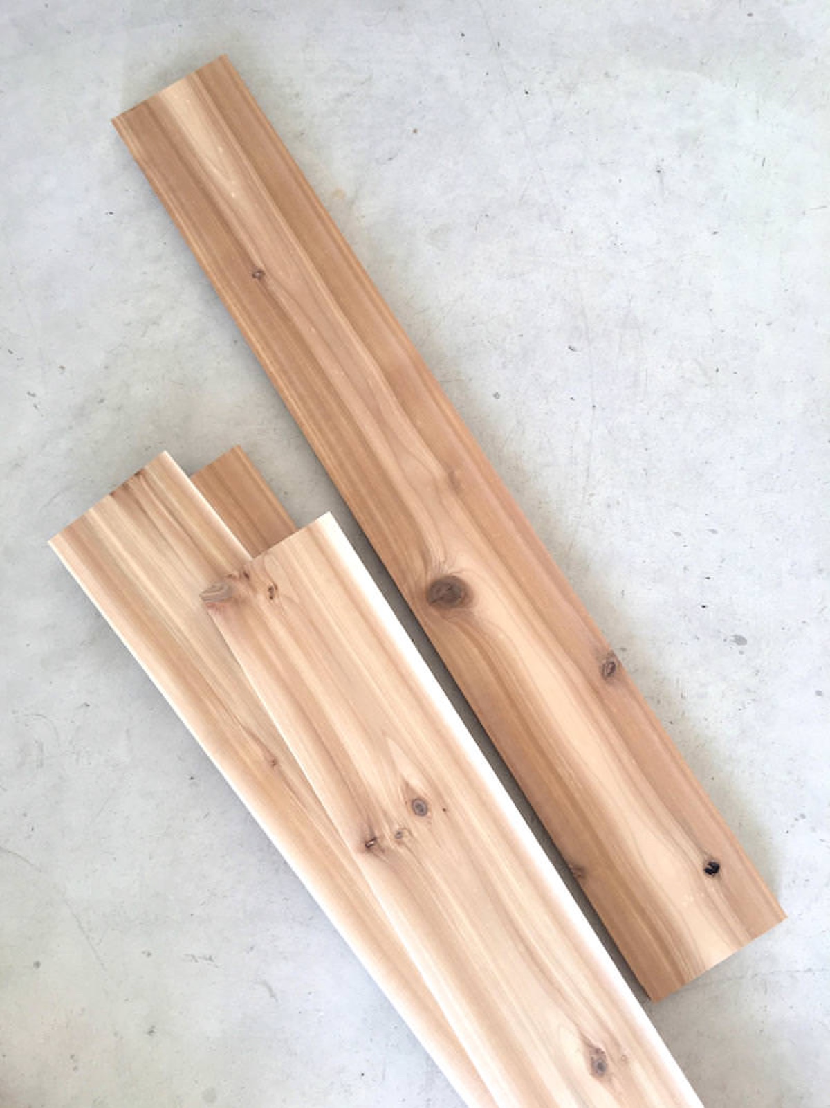 Cedar decking planks after being cut