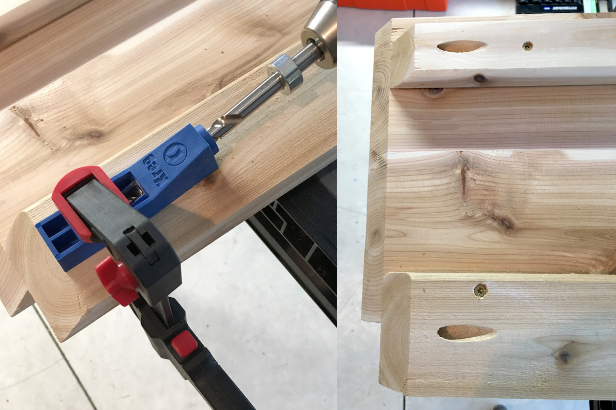 Use a Kreg Jig to drill joining screw holes on both ends
