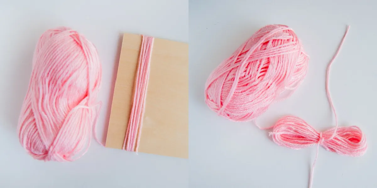 Wrap the yarn, then pull off the card and tie