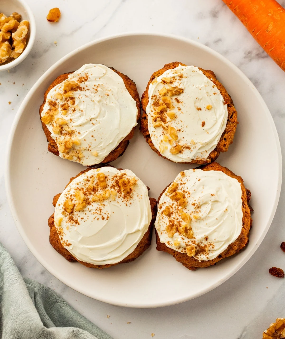 carrot cake cookies with cream cheese icing