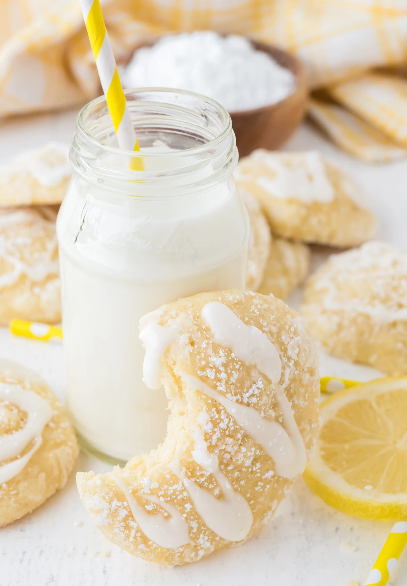 lemon cookies with powdered sugar glaze
