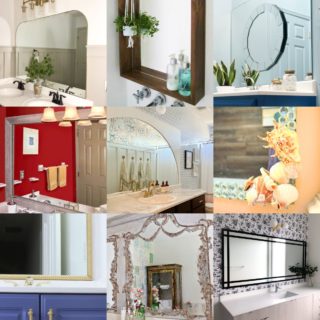 DIY bathroom builder grade mirror framing ideas