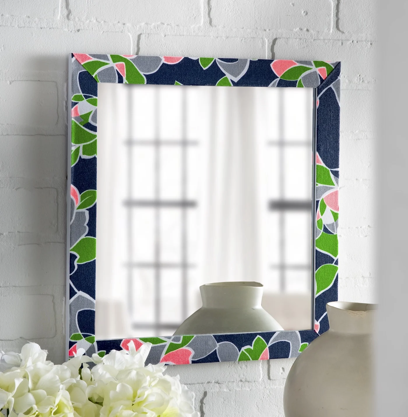 how to decorate a mirror frame using decoupage and fabric