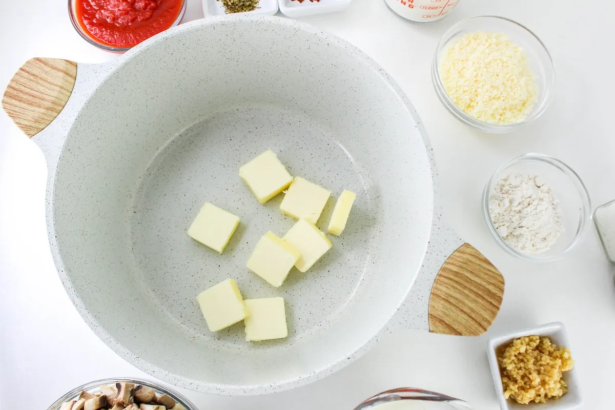 Melt the butter to make the roux