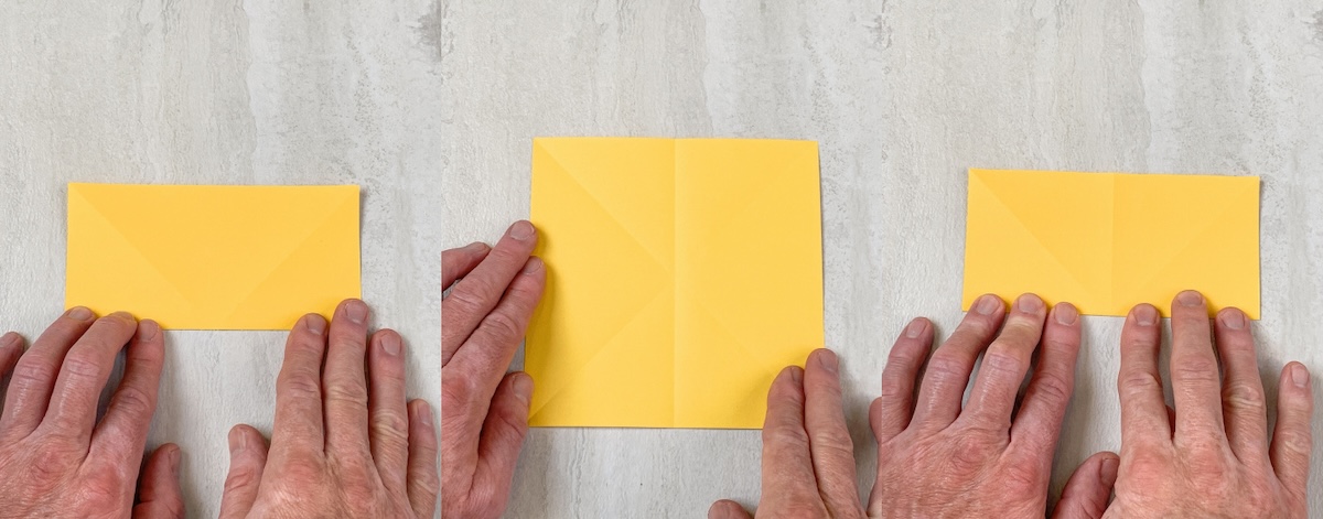 fold in half and do a half turn and then fold again