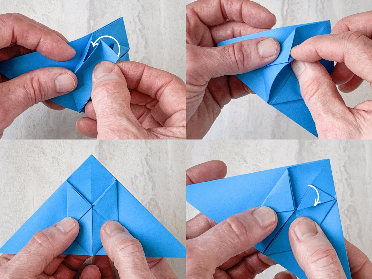 fold the tabs at the top into the side flaps on both sides