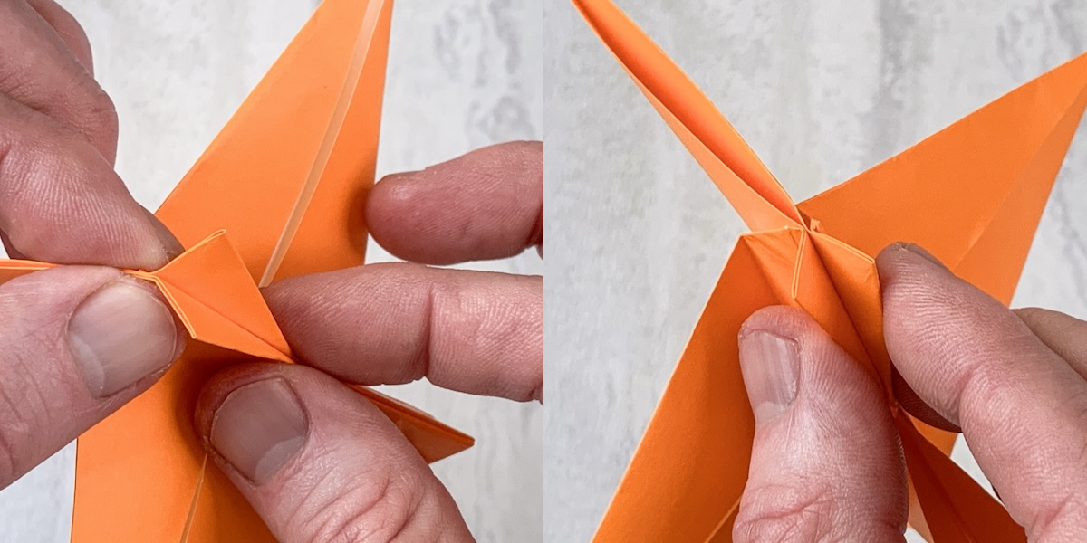 open the flaps on the back and front to make feet