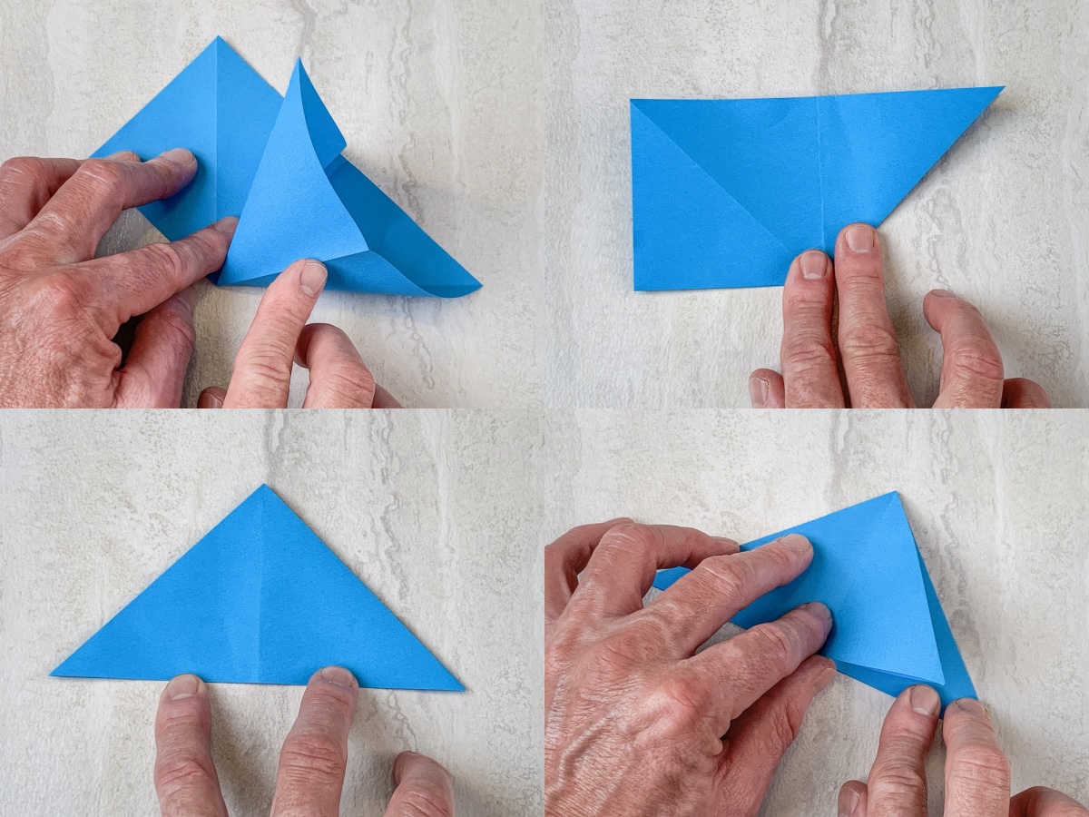 push in one side of the triangle then flip over and repeat