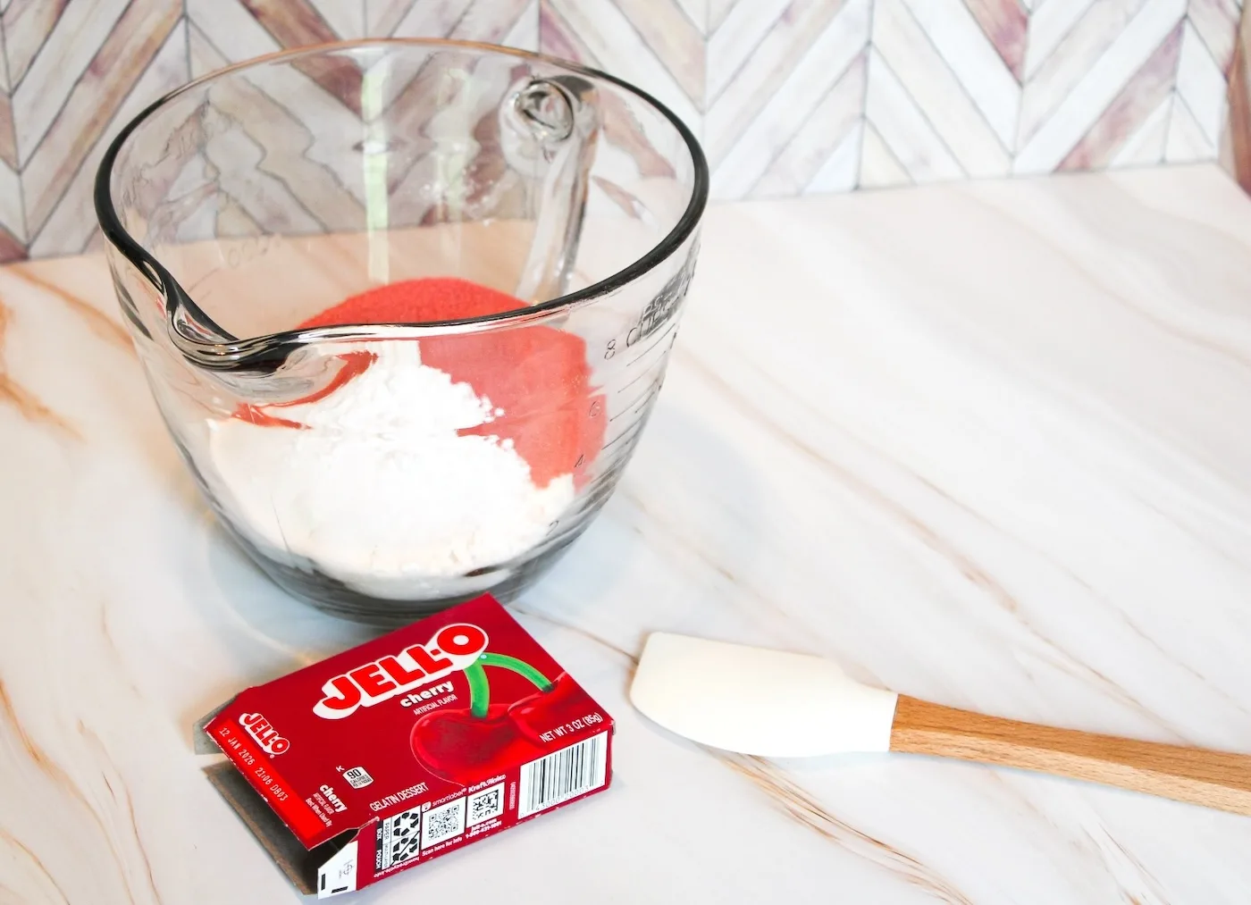 Jello, flour, cream of tartar, and salt in a bowl