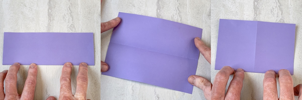 fold in half as a square, open, quarter turn, then fold again