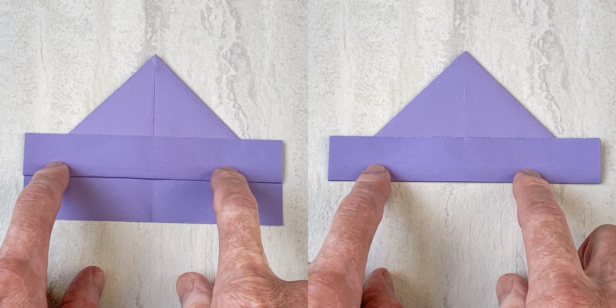 fold the bottom flap up, turn over and repeat