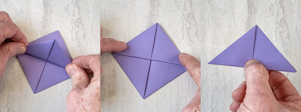 fold up the bottom on one side, flip over and repeat