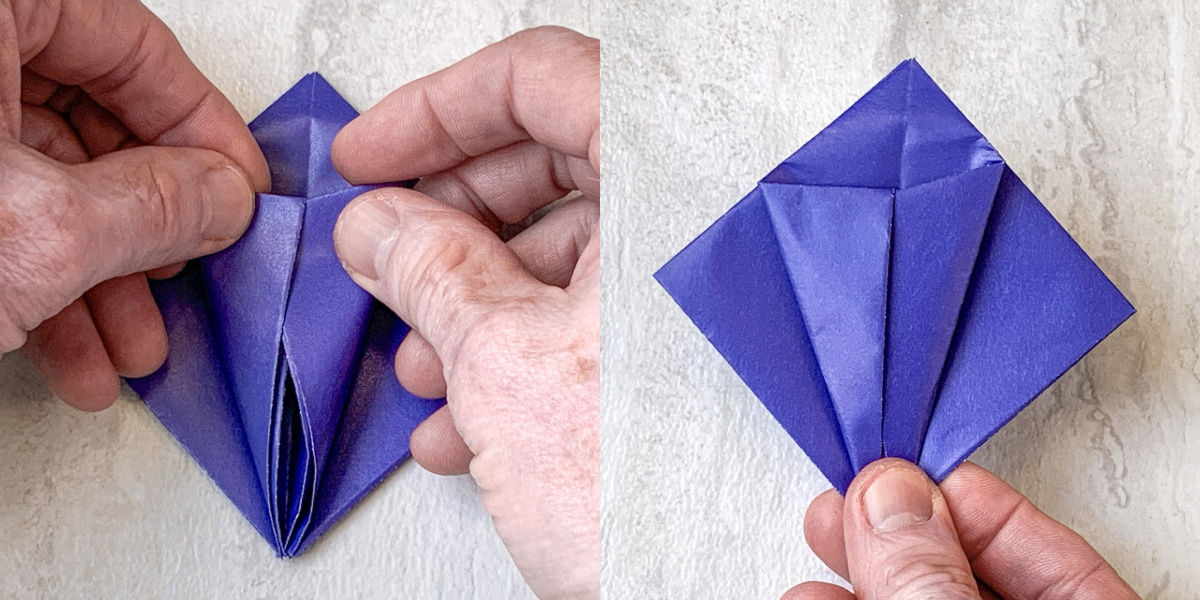 fold in the front flaps and tuck one inside the other
