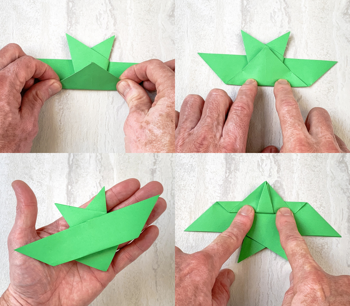 fold the beak flap over and back then turn over to finish the bird