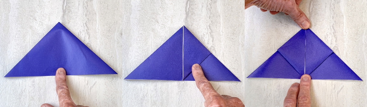 fold triangle flaps on both sides up towards the center