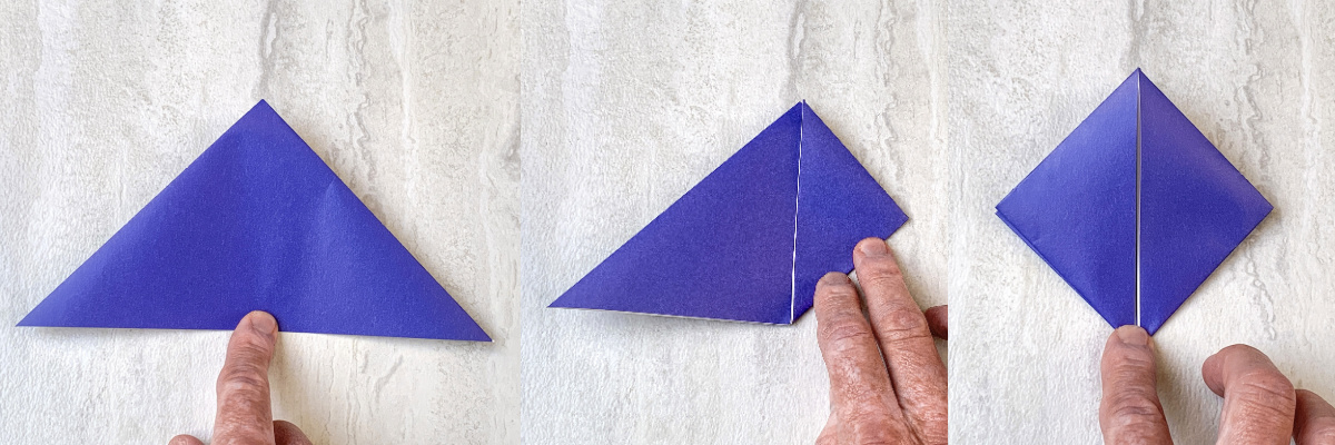 turn the triangle over and fold the flaps up on the backside