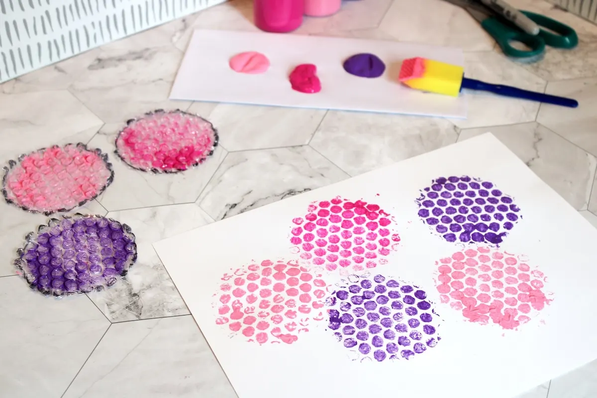 Paper printed with several paint circles