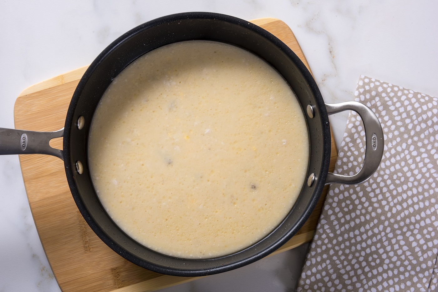 soup and water added to a saucepan