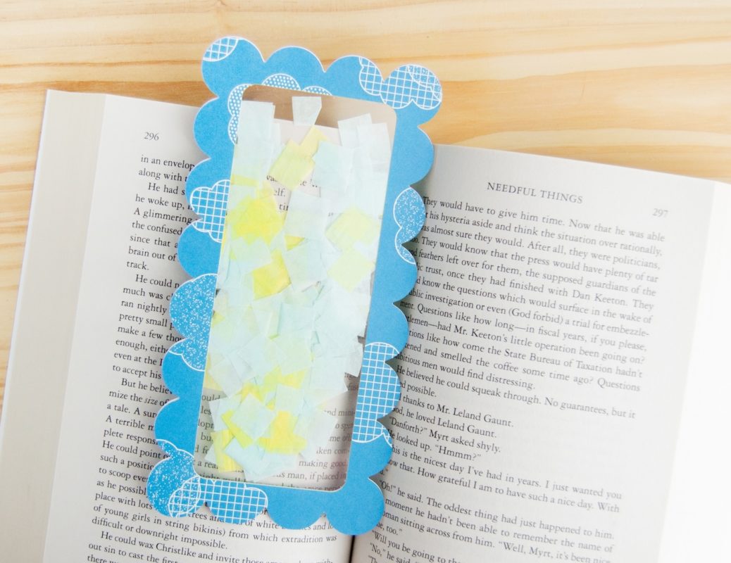 blue confetti bookmark