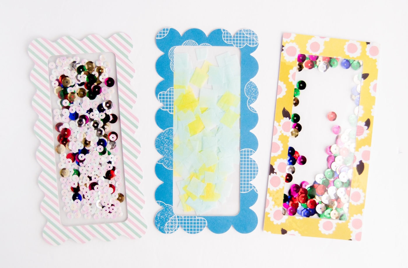 bookmarks make with confetti