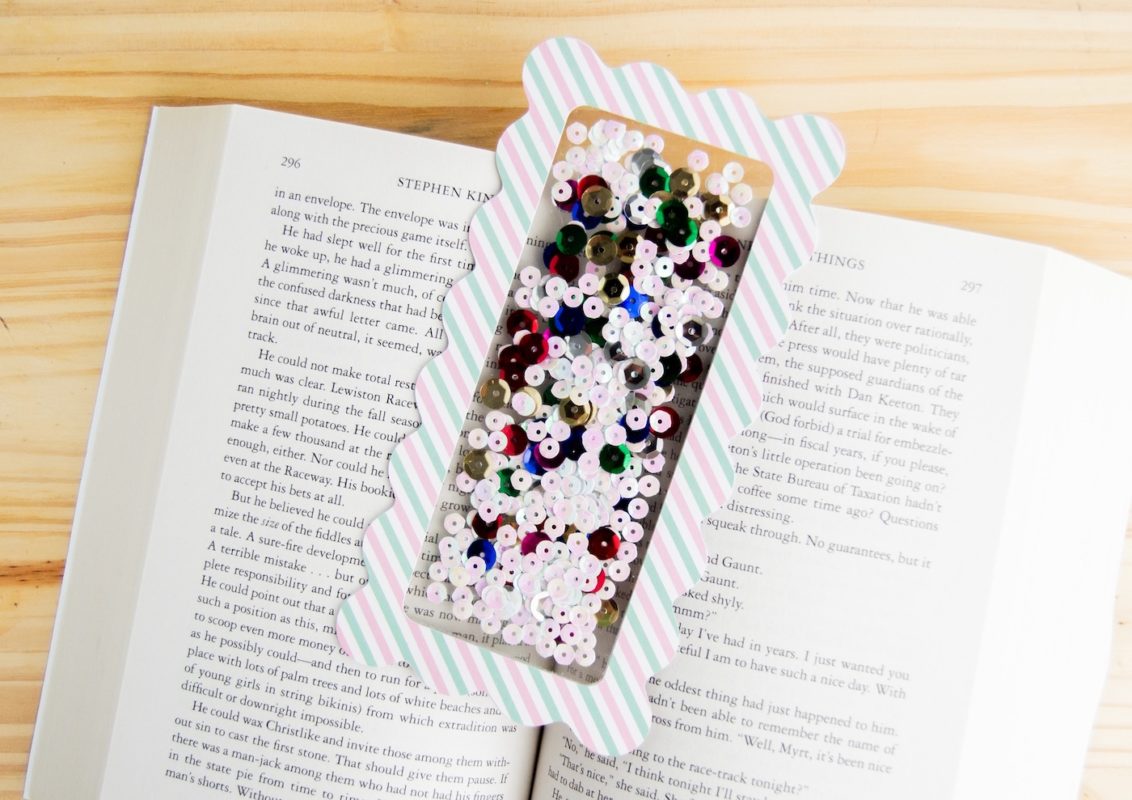 diy white sequin bookmark