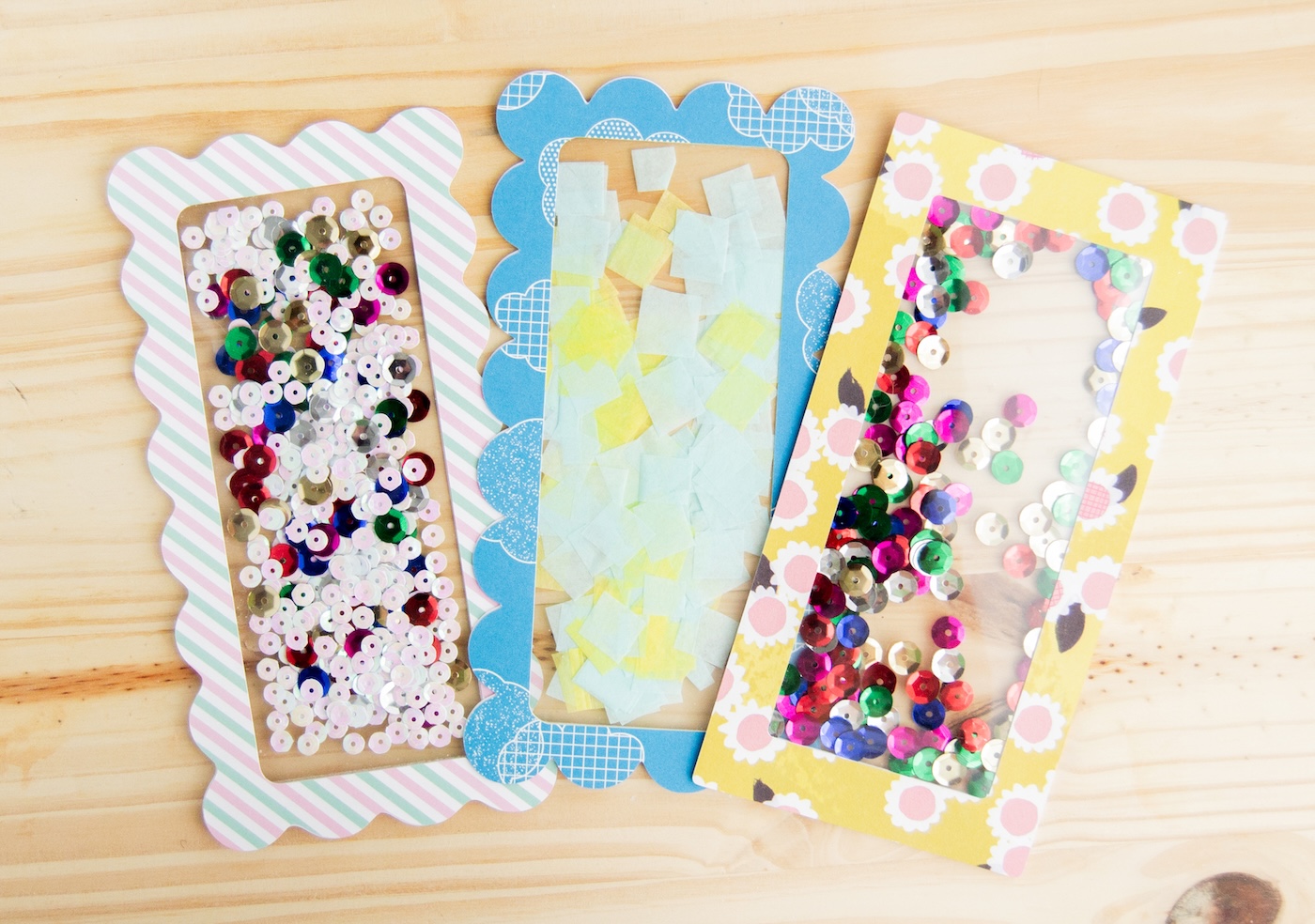 how to make confetti bookmarks