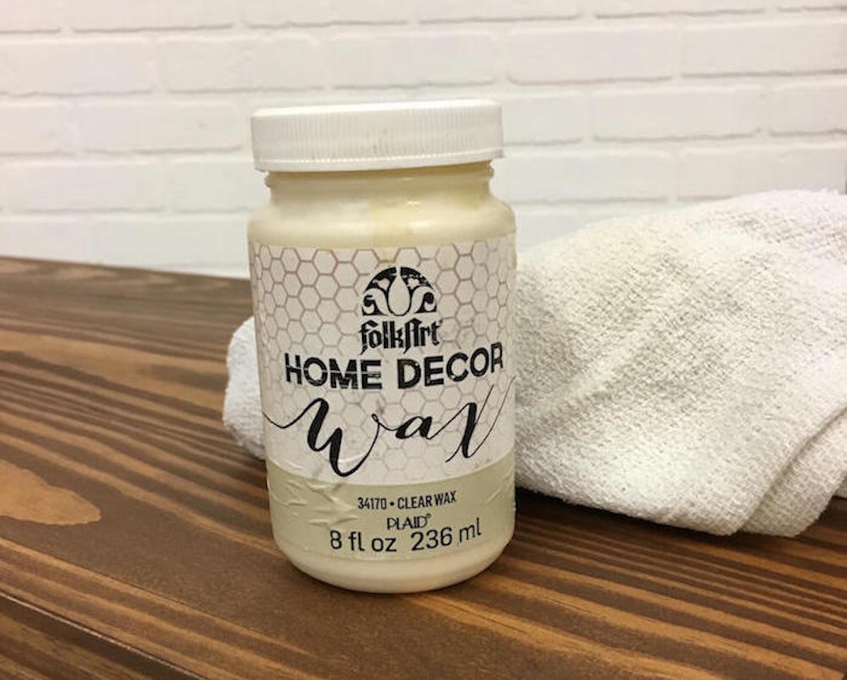 Clear FolkArt Home Decor wax and a rag