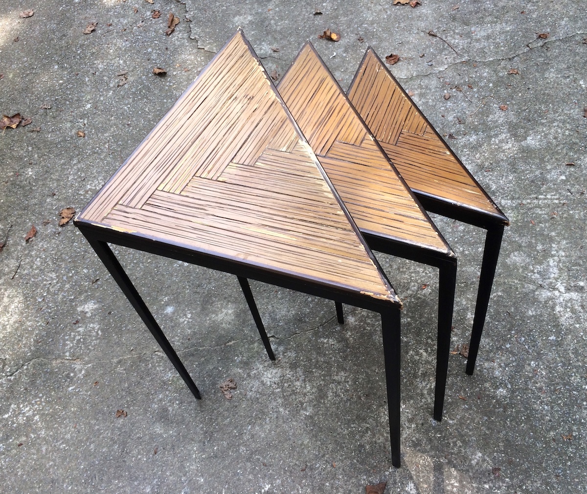 stack of used nesting tables